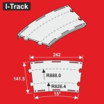 Hacker-Model HCT9667D - H0 - Bogen-Segment 2-gleisig R9/10 = 826,4/888, 0 mm 15° (6 Stück)